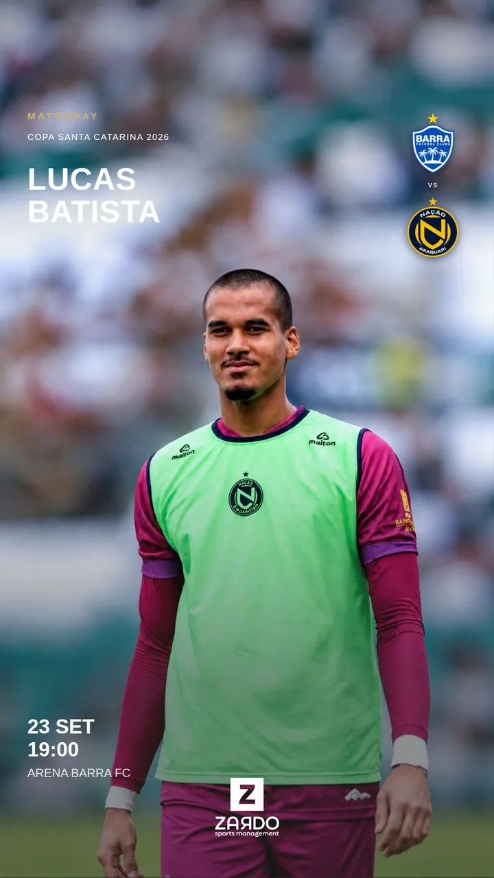 Card de dia de jogo de um atleta da Zardo